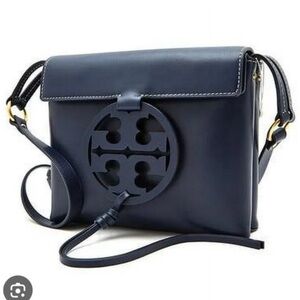 Tory Burch Leather Miller Crossbody in Navy Blue